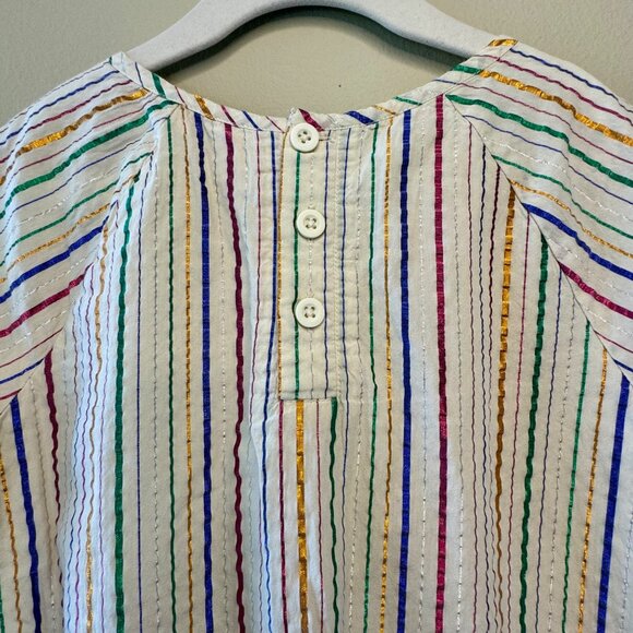 HANNA ANDERSSON Metallic Striped Dress Girls 6-7 120 Rainbow Shimmer Tunic Top - Picture 3 of 8